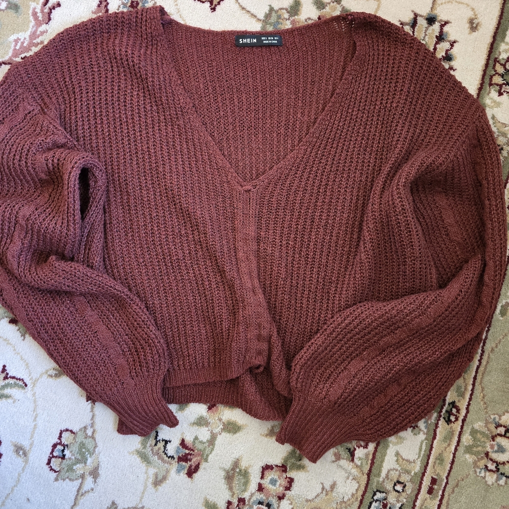 SHEIN Women's Brick V-Neck Sweater